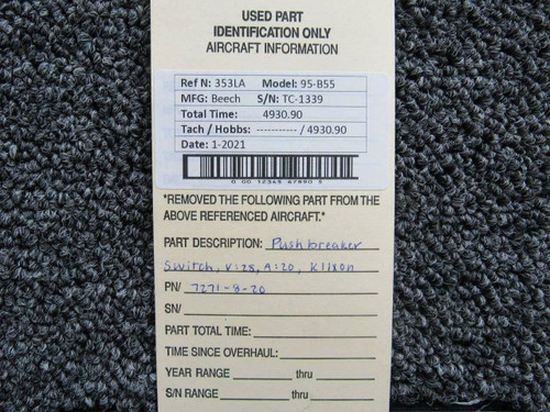 7271-8-20 Klixon Push Breaker Switch (20 Amps)