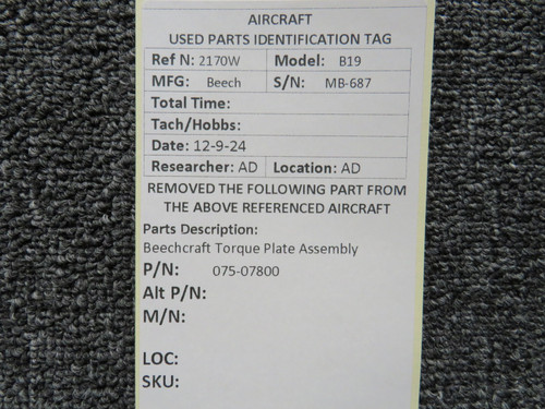 075-07800 Beechcraft Torque Plate Assembly For Sale