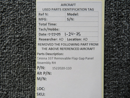 1522020-110 Cessna 337 Removable Flap Gap Panel Assembly RH