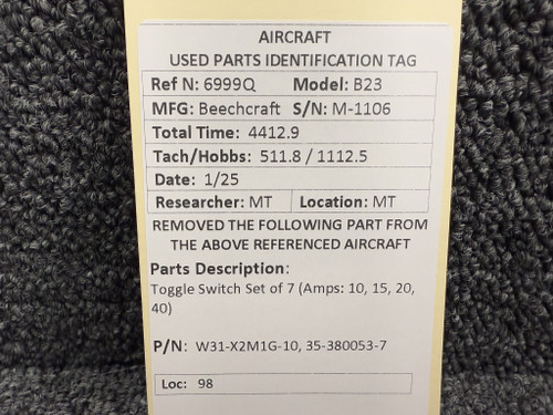 W31-X2M1G-10, 35-380053-7 Toggle Switch Set of 7 (Amps: 10, 15, 20, 40)