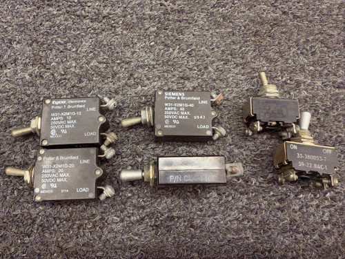 W31-X2M1G-10, 35-380053-7 Toggle Switch Set of 7 (Amps: 10, 15, 20, 40)