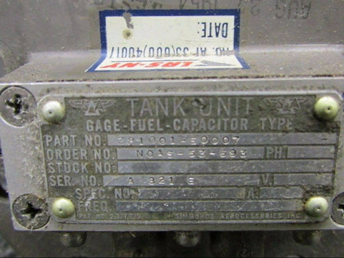 381001-E0007 Simmonds Tank Unit Gauge Fuel Capacity (SA)