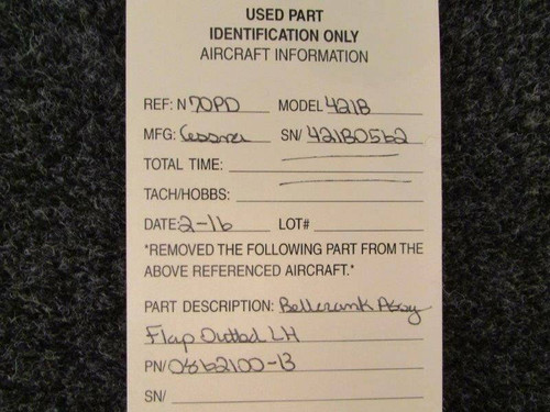 0862100-13 Cessna 310 - 421B Bellcrank Assembly Flap Outboard LH