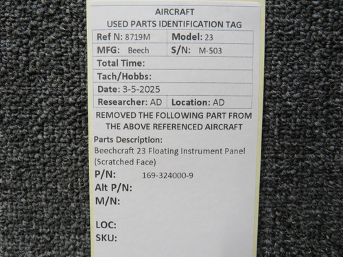 Beechcraft Parts 169-324000-9 Beechcraft 23 Floating Instrument Panel (Scratched Face) 
