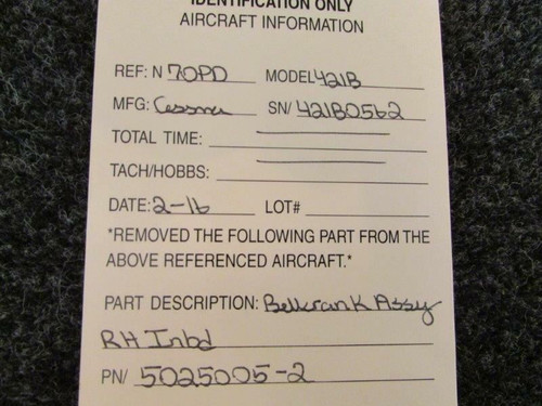 5025005-2 (Use: 5025005-16) Cessna 421B Bellcrank Assembly Inboard RH