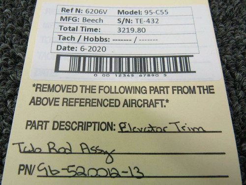 96-520012-13 (Use: 96-520013-7) Beech 95-C55 Elevator Trim Tab Rod Assy