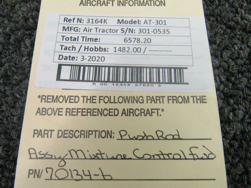 70134-6 Air Tractor AT-301 Forward Mixture Control Rod Assembly