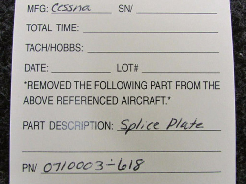 0710003-618 Cessna Splice Plate (NEW OLD STOCK) (SA)