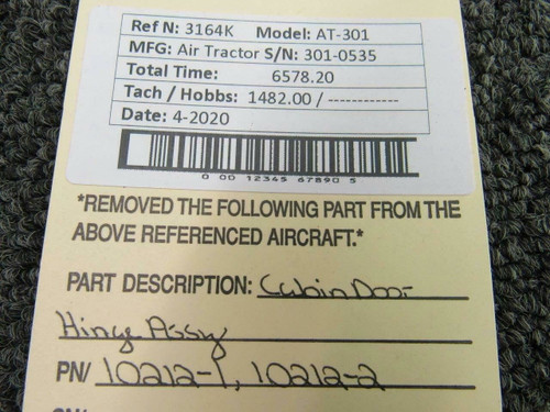 10212-1, 10212-2  Air Tractor AT-301 Cabin Door Hinge Assembly