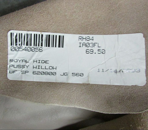 Royal Hide Leather Pussy Willow Approx. 89 In x 110 In (NOS) (M17)