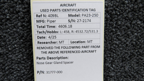 31777-000 Piper PA23-250 Nose Gear Gland Spacer