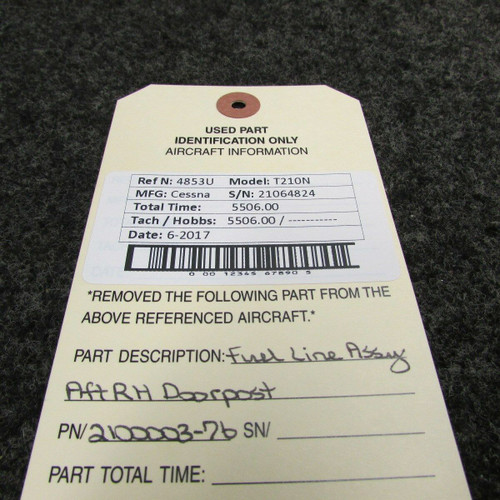 2100003-76 Cessna T210N Fuel Line Assy Aft RH Doorpost