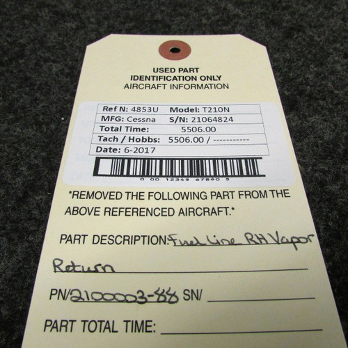 2100003-88 Cessna T210N Fuel Line RH Vapor Return