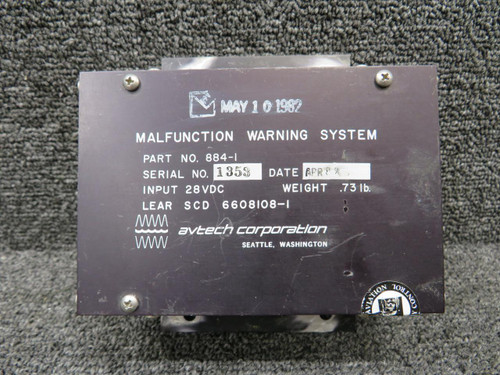 Avtech Corp. 884-1 (Alt: 6608108-1) Avtech Malfunction Warning Unit w Repairable Tag (Core) 