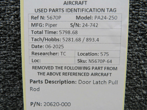 20620-000 Piper PA24-250 Door Latch Pull Rod