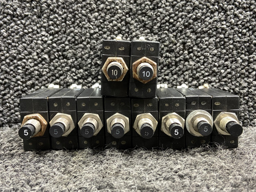 W23-X1A1G Potter & Brumfield Push to Reset Circuit Breaker Set (Amps: 5, 10)