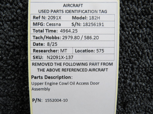 1552004-10 Cessna 182H Upper Engine Cowl Oil Access Door Assembly