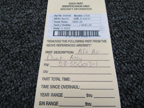 58-550013-1 Beech V35B Aft Air Duct Assy