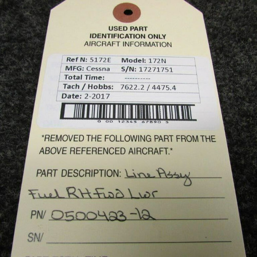 0500423-12 Cessna 172N Line Assy Fuel RH Fwd Lower