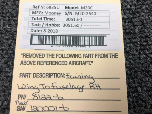 8122-6 (USE: 120001-6) Mooney M20C Fairing Wing To Fuselage RH