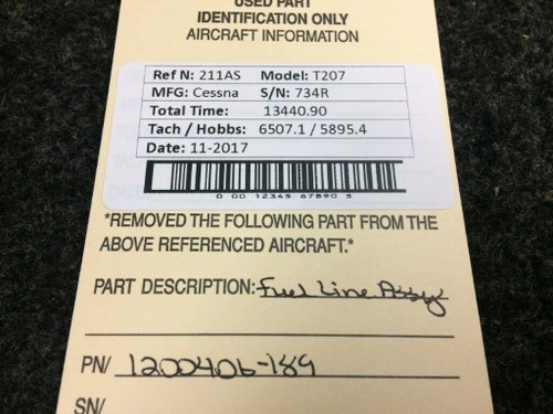 1200406-189 Cessna T207 Fuel Line Assy
