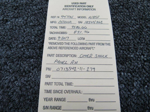 0713542-11-279 Cessna A185F RH Cover Shock Panel