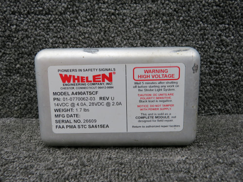 01-0770062-03 Whelen A490ATSCF Strobe Power Supply Volts: 14 or 28 (Core)