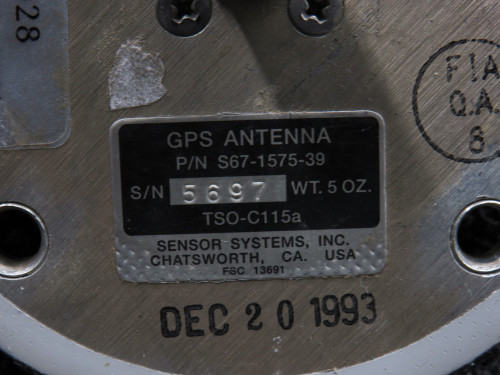 S67-1575-39 (Alt: 870-0028) Sensor Systems, Arnav GPS Antenna