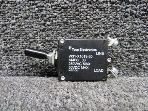 W31-X1019-30 (Alt: 35-380132-99) Tyco Toggle Switch (250, 50V, 30A, Black)