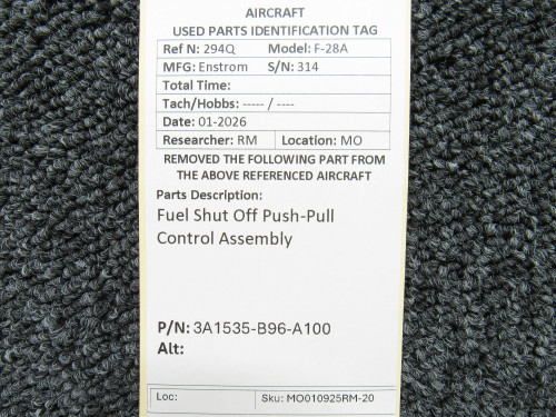 3A1535-B96-A100 Enstrom Fuel Shut Off Push-Pull Control Assembly
