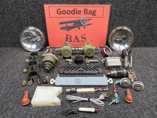 1976 Cessna T207 Goodie Bag with Relays, Switches, Lights, Brackets, Resistor, Etc