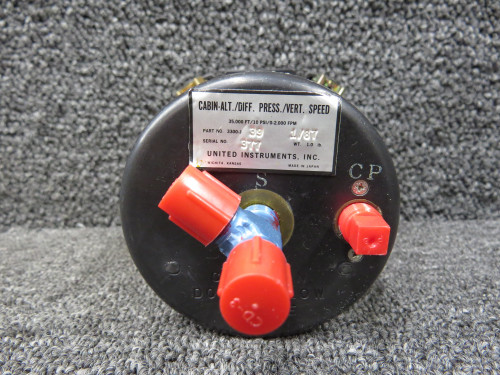3300-J-39 United Instruments Cabin Altitude, Pressure, and Rate of Climb Indicator