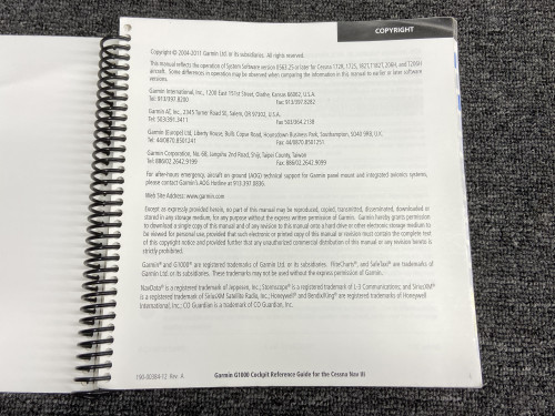 190-00384-12 (Use: 190-00384-13) Garmin G1000 Integrated Flight Reference Guide