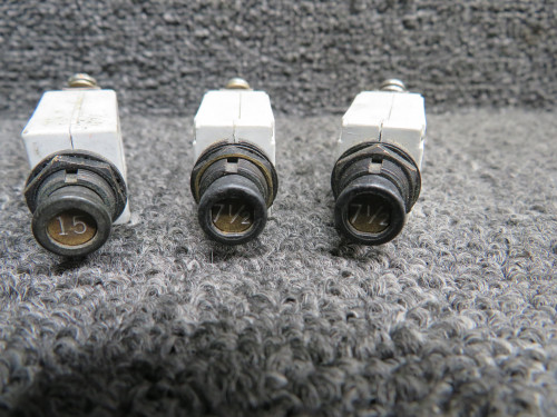 7277-2-15, 7277-2-7.5 Klixon Circuit Breakers Set of 3 (Amps: 7.5, 15)