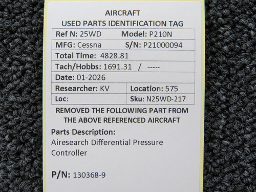 130368-9 Airesearch Differential Pressure Controller For Sale