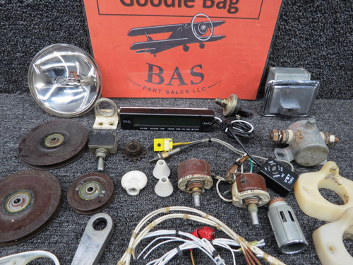 Beechcraft B24R Goodie Bag w Digital Clock, Rheostat, Switches, Brackets, etc.