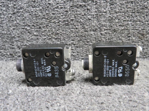 W58XC4C12A-1, W58XC4C12A-2 Potter Push Circuit Breaker Set of 2 (Amps: 1, 2)
