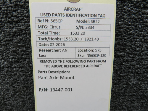 13447-001 Cirrus SR22 Pant Axle Mount