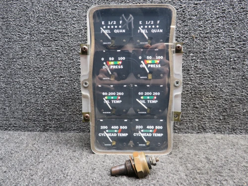 33046-000 Piper PA23-250 Instrument Cluster with Oil Temp Probe (Volts: 14)