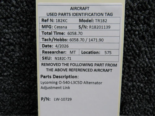 LW-10729 Lycoming O-540-L3C5D Alternator Adjustment Link