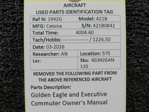 1974 Cessna 421 Golden Eagle and Executive Commuter Owner's Manual
