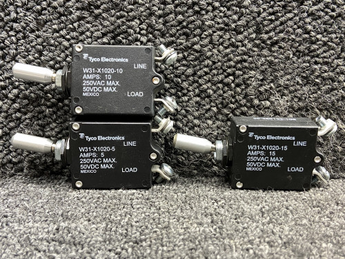 W31-X1020 Series Tyco Electronics Toggle Switch Breaker Set (Amps: Various)