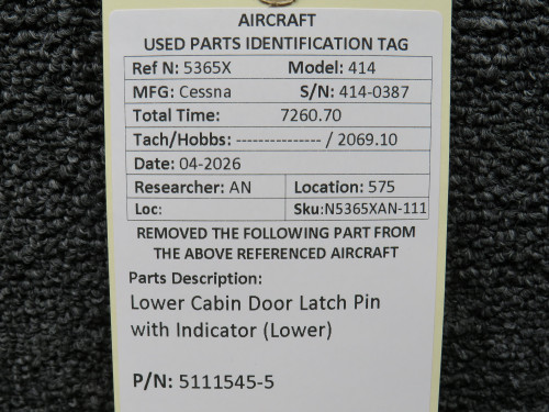 5111545-5 Cessna 414 Lower Cabin Door Latch Pin with Indicator (Lower)