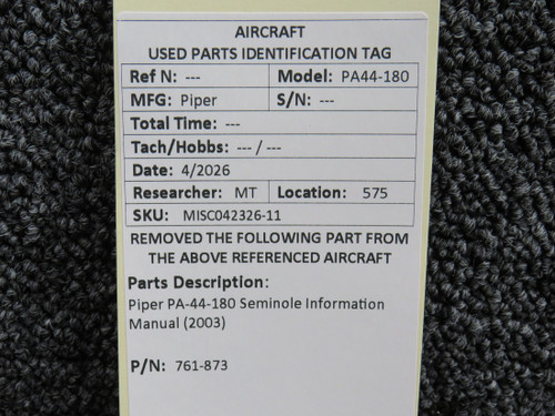 761-873 Piper PA-44-180 Seminole Information Manual (2003)