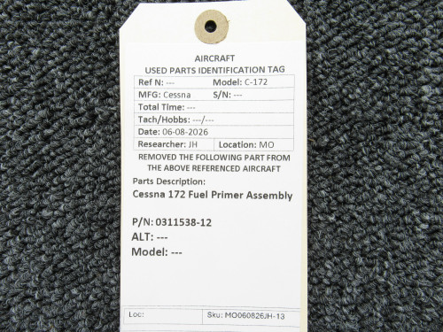 0311538-12 Cessna 172 Fuel Primer Assembly