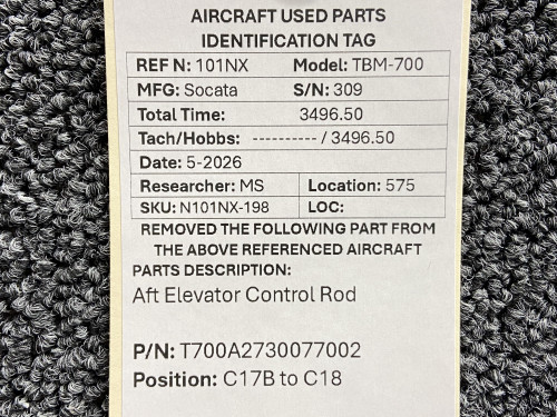 T700A2730077002 Socata TBM-700 Aft Elevator Control Rod