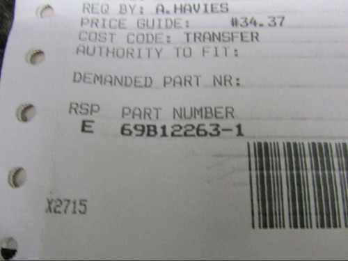 69B12263-1 Boeing Plate Assembly (NEW OLD STOCK) (SA)