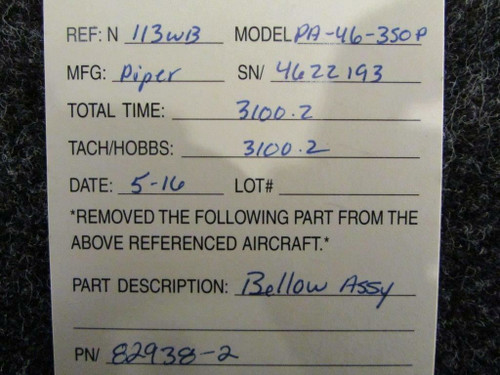 82938-00 Piper PA-46-350P Bellow Assembly
