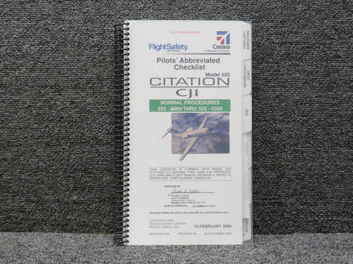 525CLANP-05A Cessna Aircraft 2000 Citation CJ1 Pilots Checklist