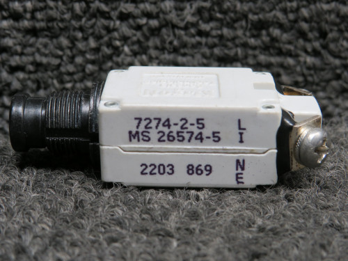 7274-2-5 Klixon Push Circuit Breaker Set of 3 (Amps: 5)